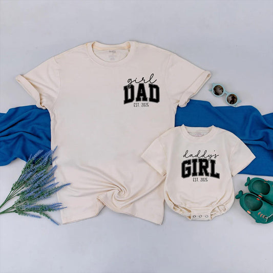 Girl Dad & Daddy's Girl Matching Outfits Est. 2025, First Father's Day Gift Set, Cute Father Daughter Tees, Baby Girl Dad Shirts, New Dad Outfit