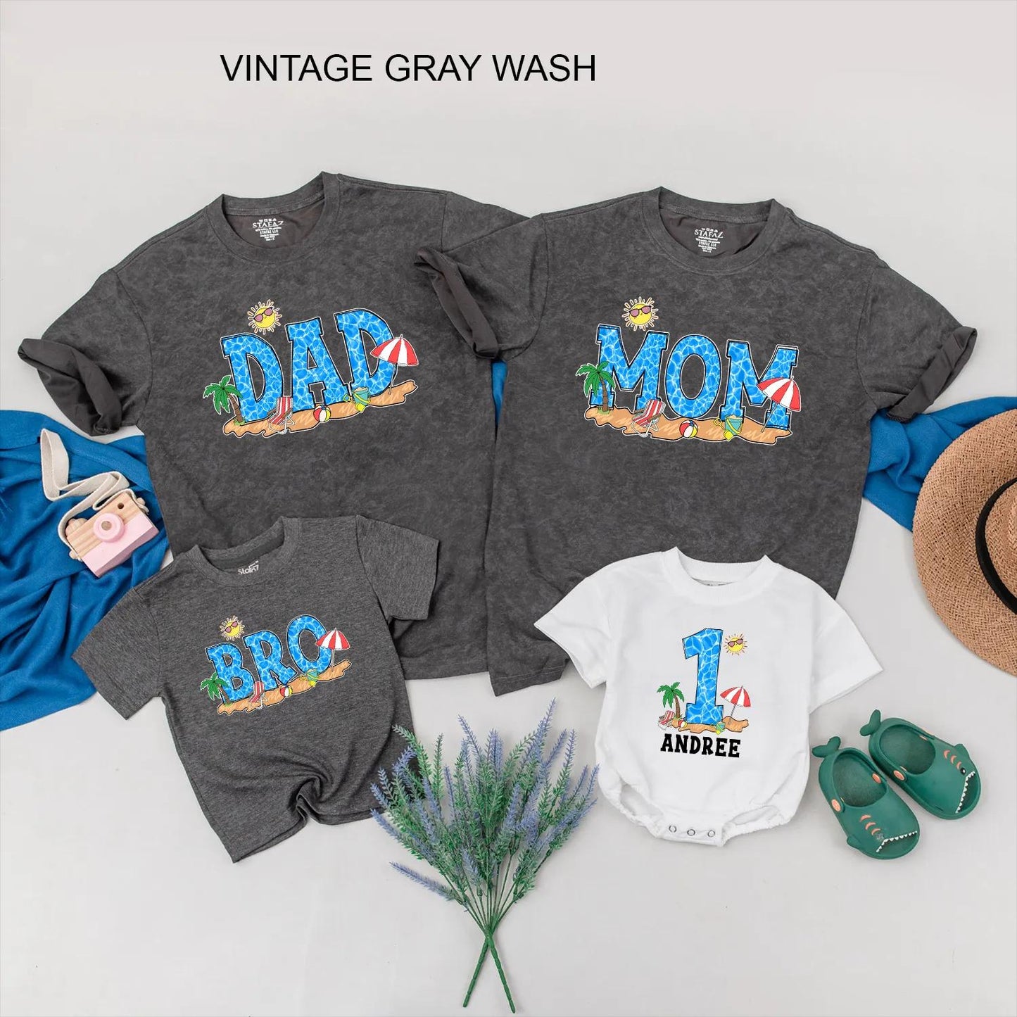 Personalized 1st Birthday Beach Party Shirt, Baby Boy or Girl Summer Outfit, Splash & Play, Fun Tropical Gift