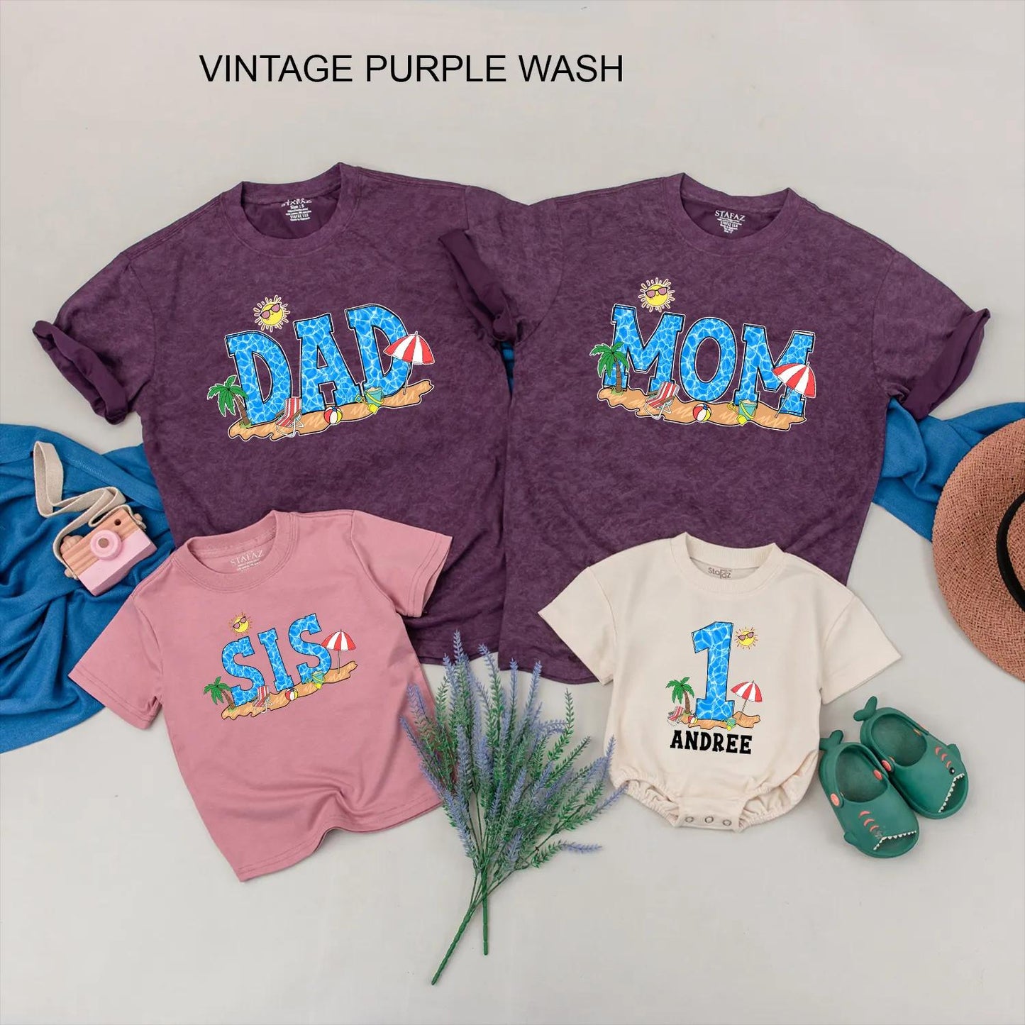Personalized 1st Birthday Beach Party Shirt, Baby Boy or Girl Summer Outfit, Splash & Play, Fun Tropical Gift