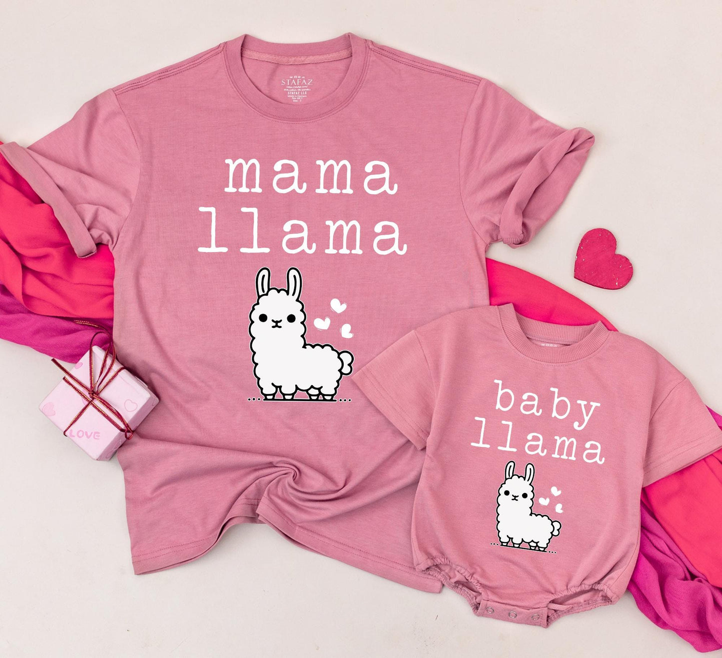 Mommy and Me Llama Family Matching Outfits Little Llama Baby Romper for Boys Girls Baby Shower Gift