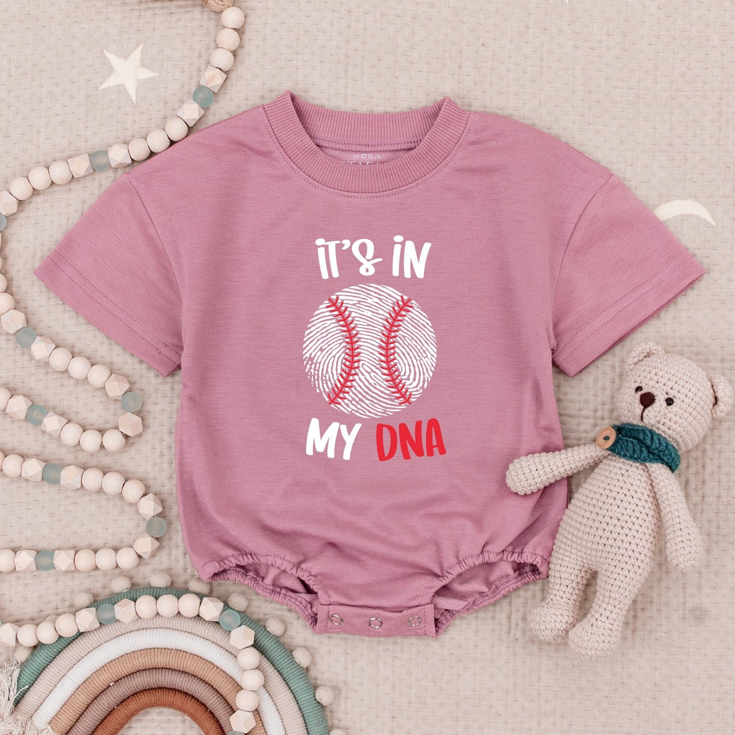 It's in My DNA Baseball Romper Baby Bodysuit Sport Fan Gift for Little Slugger - Black and Red Design