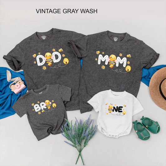Sweet One Bee Family Matching Shirts, Cute Bumble Bee 1st Birthday Outfit, Personalized Baby Romper, First Birthday Gift, Soft Cotton Party Clothes