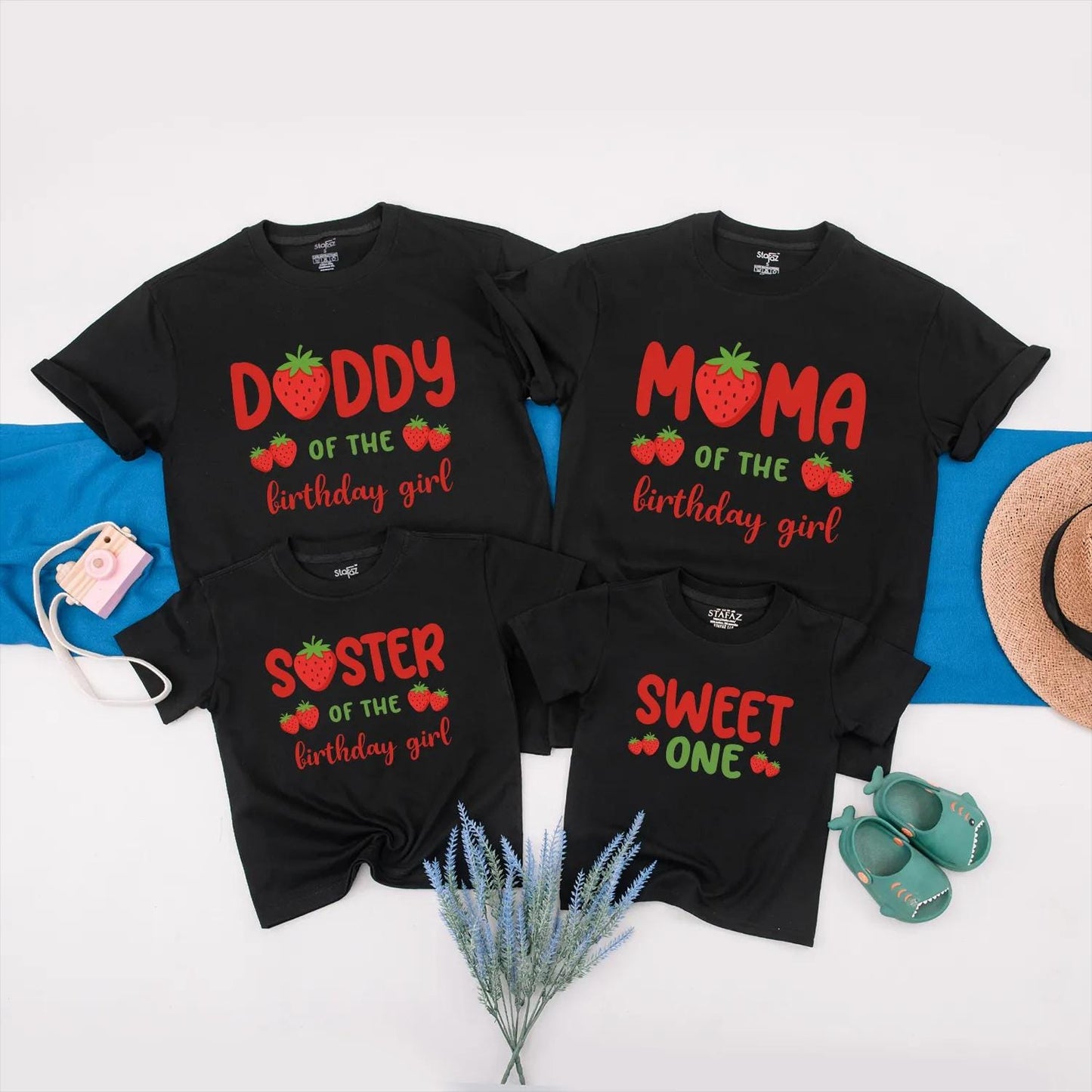 Strawberry Birthday Matching Family Shirts Sweet One Romper Baby Girl Outfit, Custom Party Set, First Birthday Gift, Berry Cute Clothes 138