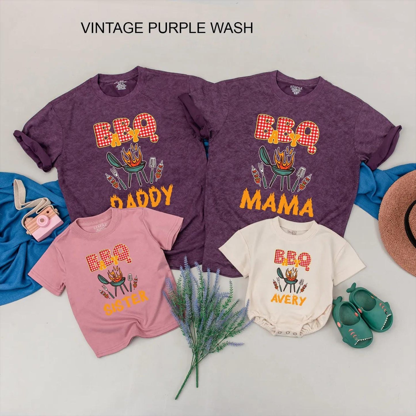 BBQ Family Matching Shirt Custom Barbecue Party Outfits Personalized Grill Party Clothes Ideal Gift for Family Cookout