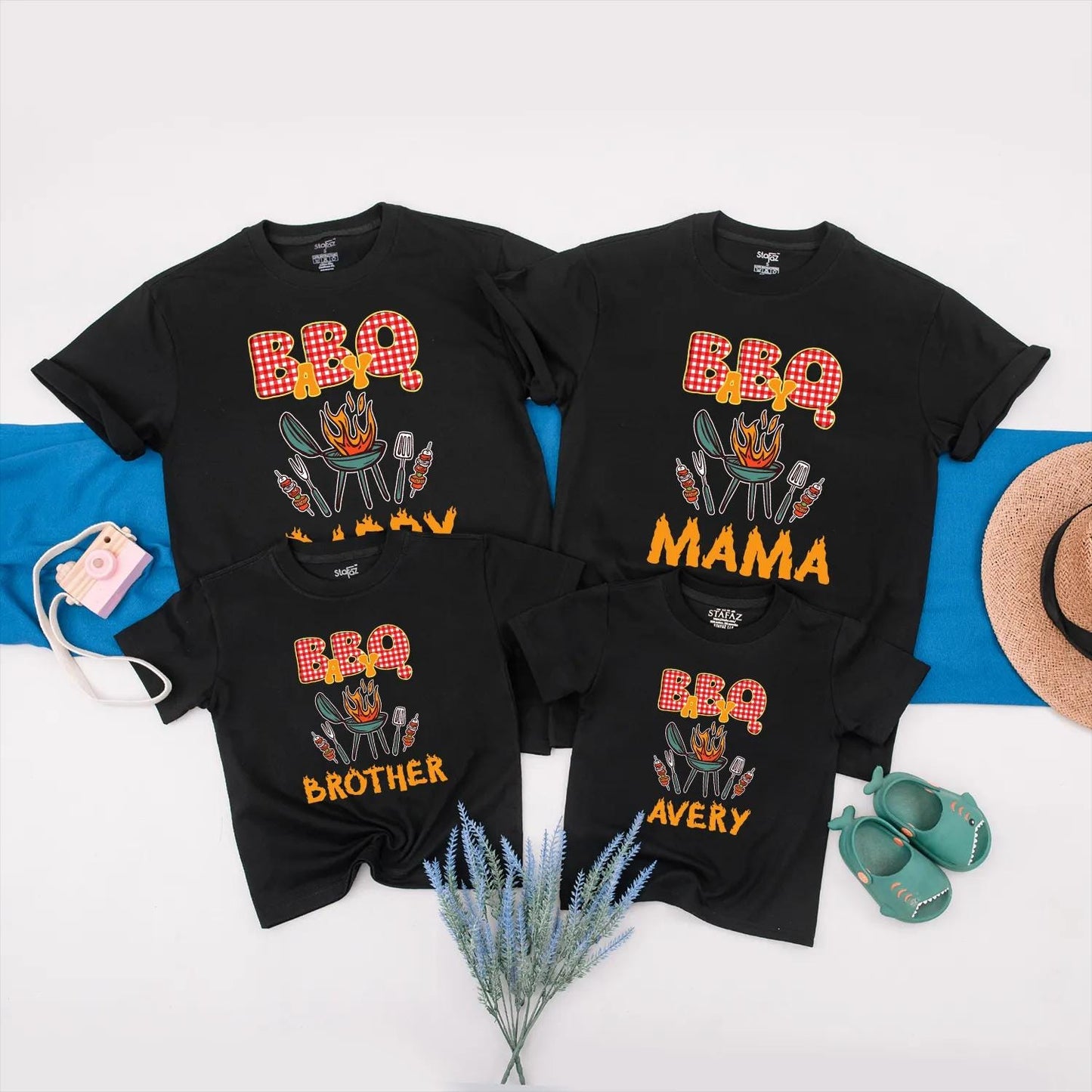 BBQ Family Matching Shirt Custom Barbecue Party Outfits Personalized Grill Party Clothes Ideal Gift for Family Cookout