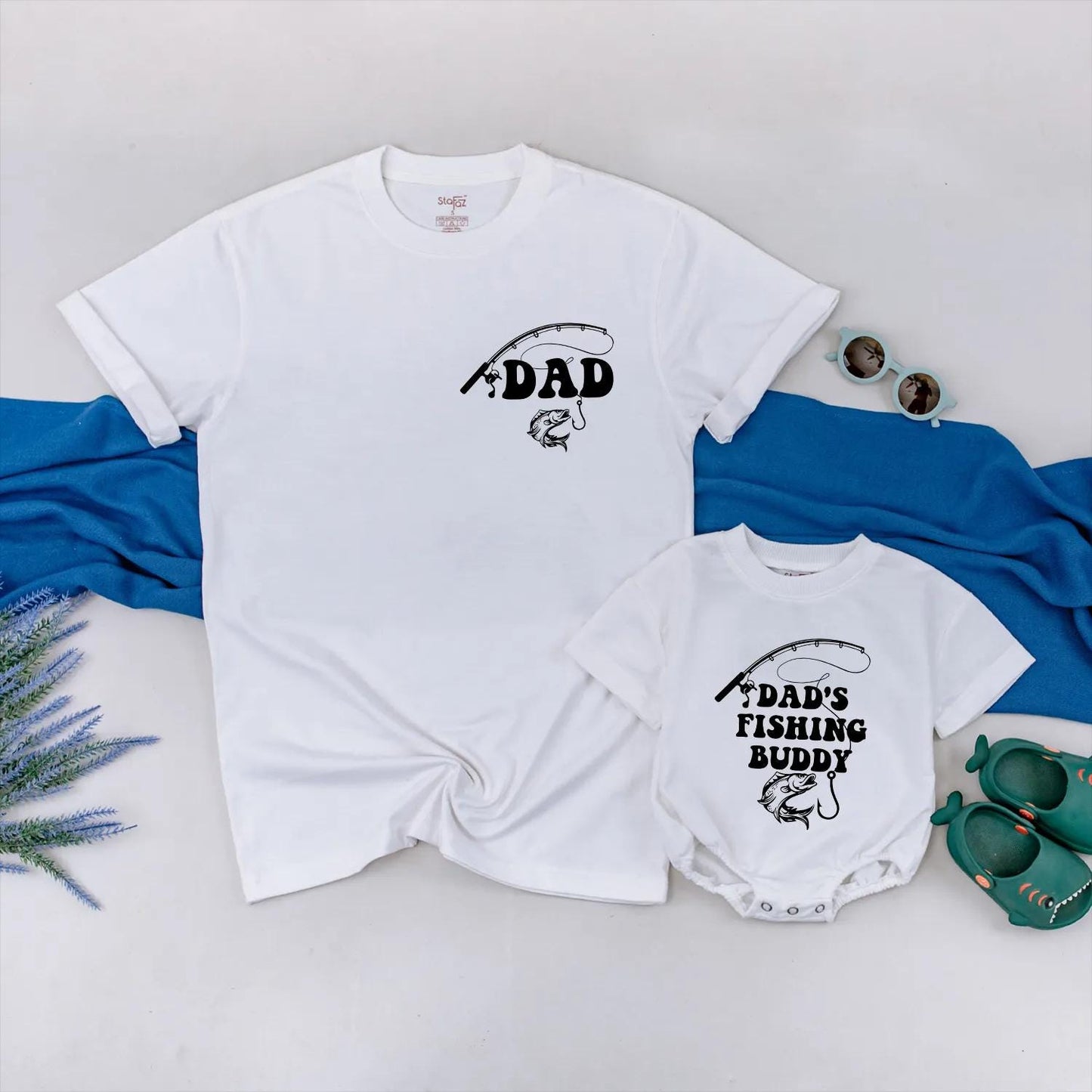 Matching Dad and Dad's Fishing Buddy Shirts: Father & Son Fishing Outfits for Baby, Toddler or Infant, Gifts for Fishing Dads