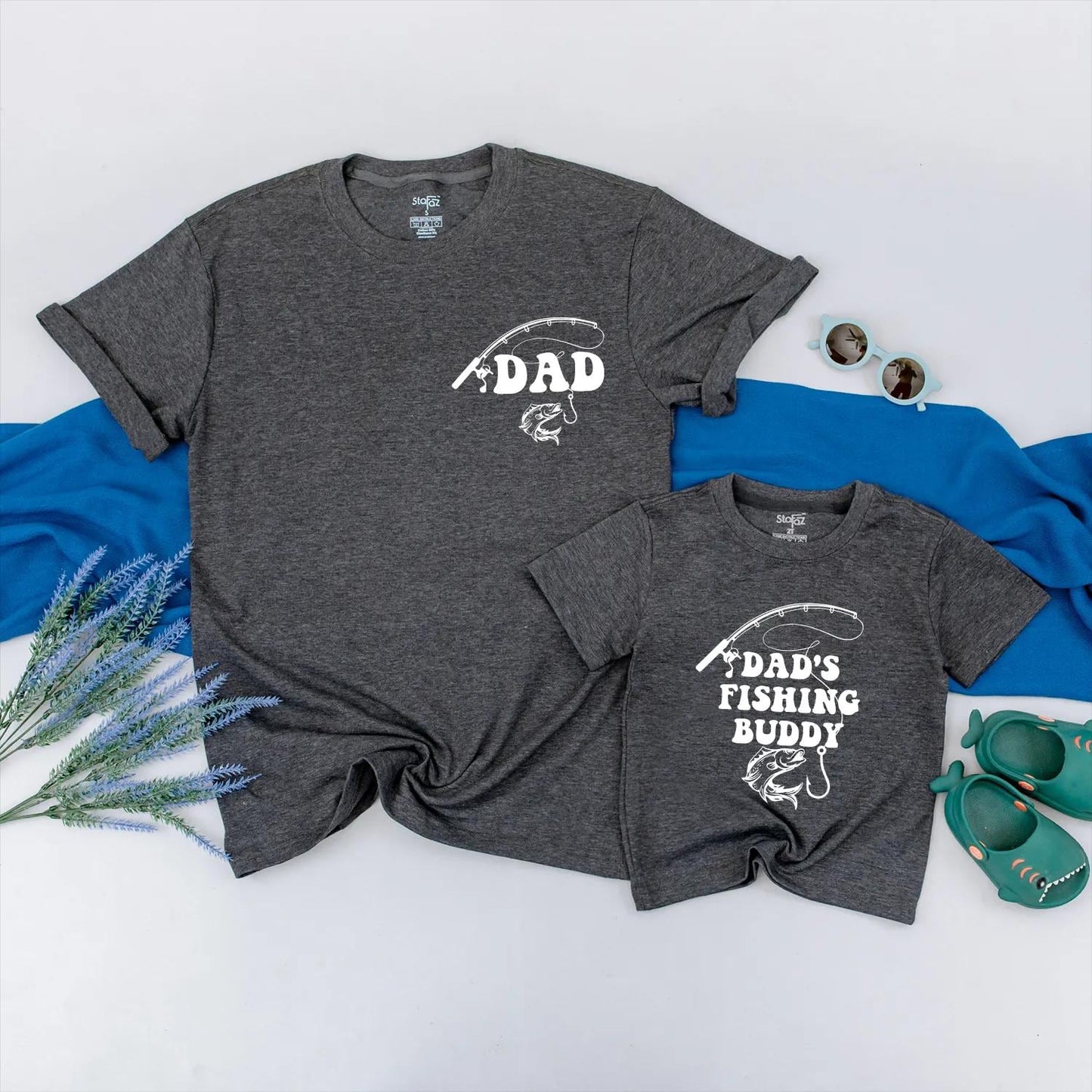 Matching Dad and Dad's Fishing Buddy Shirts: Father & Son Fishing Outfits for Baby, Toddler or Infant, Gifts for Fishing Dads