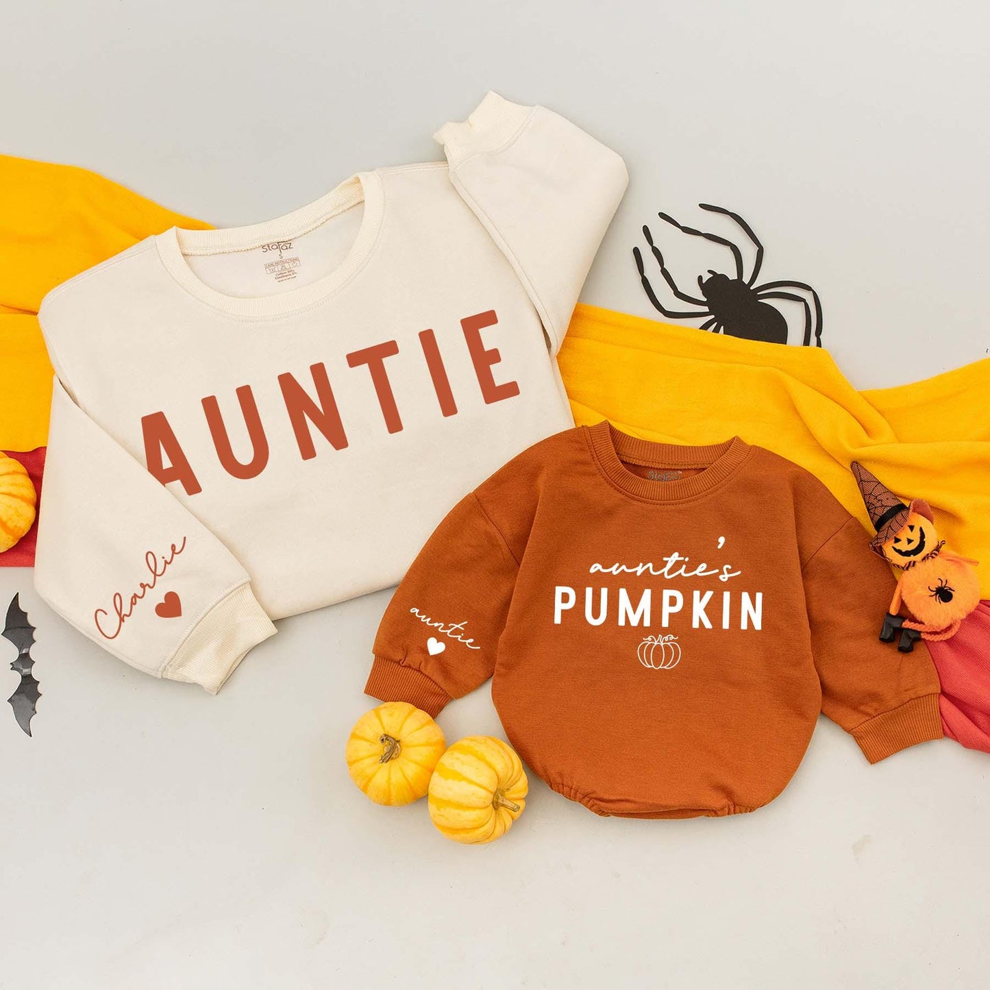 Matching Auntie & Me Pumpkin Sweatshirts: Fall Family Outfits for Baby & Toddler, Thanksgiving Season Fun