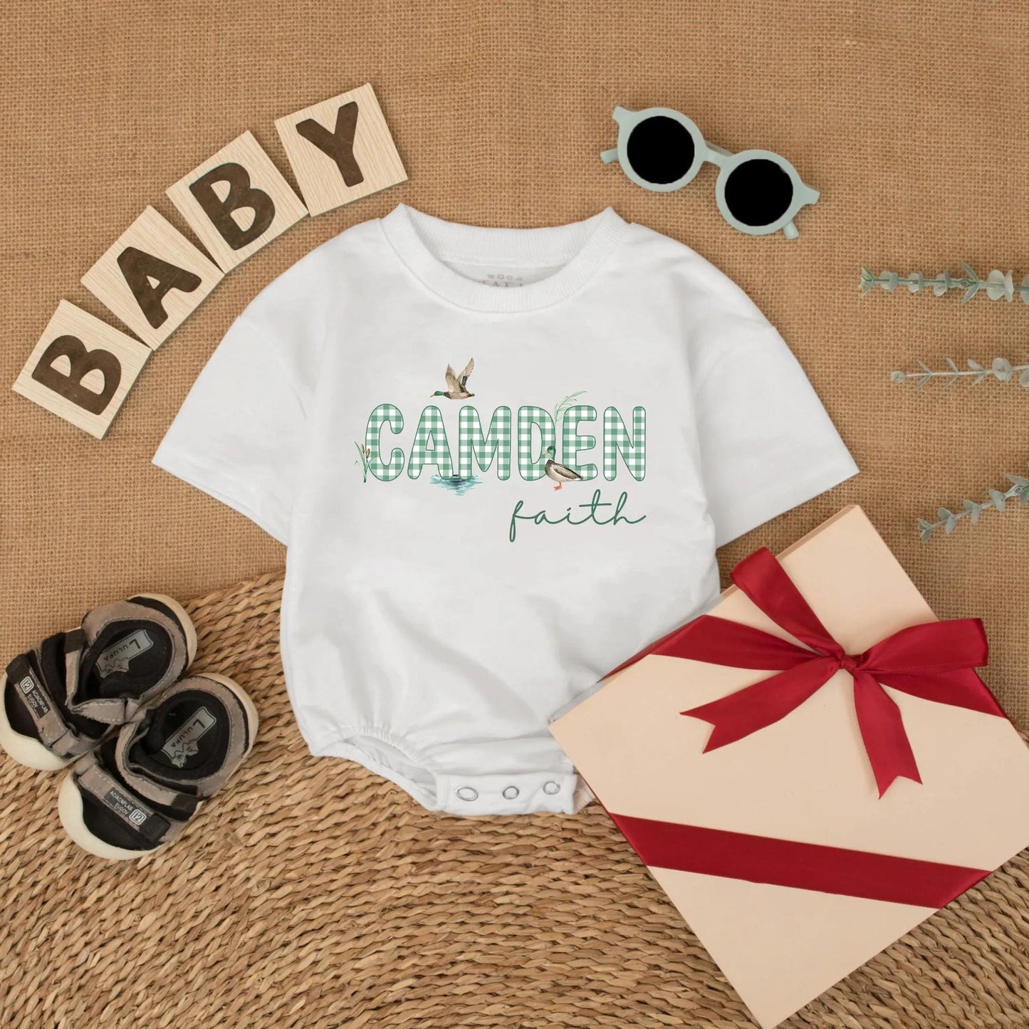 Personalized Mallard Duck Bubble Romper Baby Boy Hunting Outfit Newborn Gift Duck Theme Birthday Clothes Outdoor Baby Clothes
