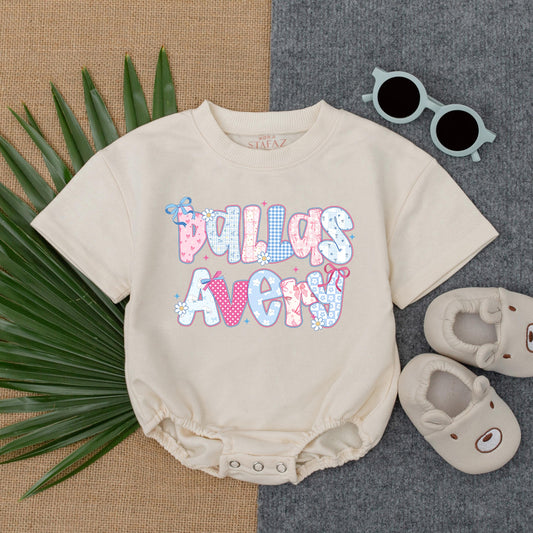 Personalized Floral Baby Girl Bubble Romper Custom Name Birthday Outfit Short Sleeve T-Shirt Bodysuit Gift