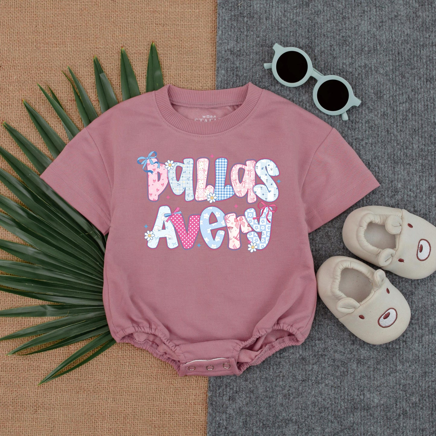 Personalized Floral Baby Girl Bubble Romper Custom Name Birthday Outfit Short Sleeve T-Shirt Bodysuit Gift