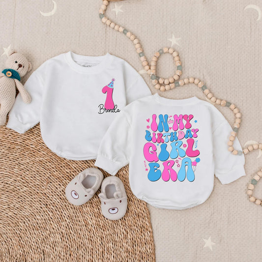 Personalized In My Birthday Girl Era Bubble Romper First Birthday Outfit for Baby Girl Smash Cake Party Floral Design Comfortable Gift