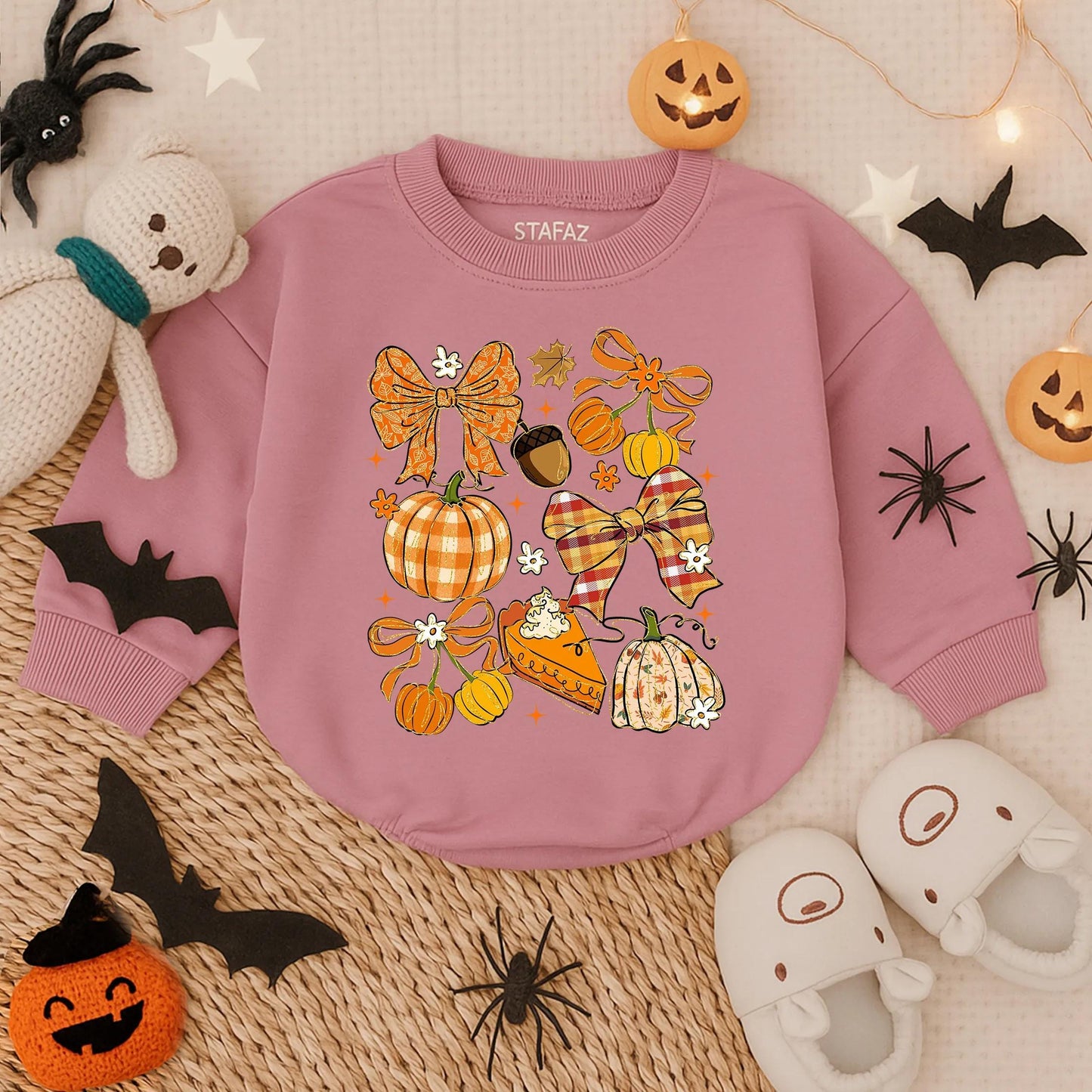 Adorable Fall Thanksgiving Pumpkin Glitter Bow Bubble Romper Cute Baby Girl Outfit Autumn Infant Holiday Bodysuit Apparel for Festive Celebrations