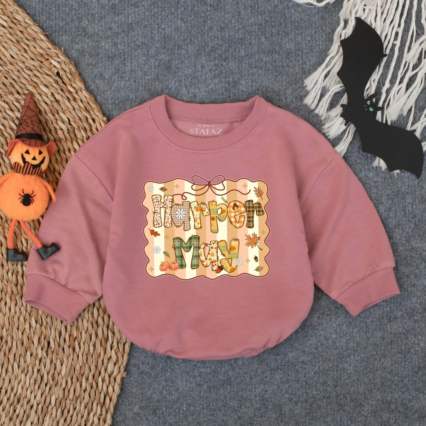 Personalized Thanksgiving Pumpkin Bow Bubble Romper Girl Fall Outfit Autumn Infant Apparel First Turkey Day Glitter Gift