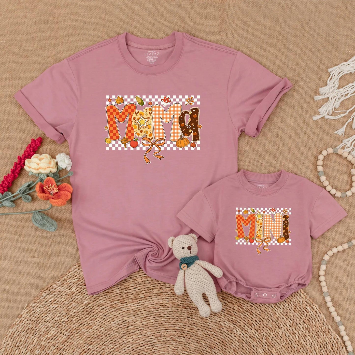 Autumn Mama and Mini Matching Outfits Sweet Little Pumpkin Baby Romper Cute Fall Family Clothes Cozy Thanksgiving Gift