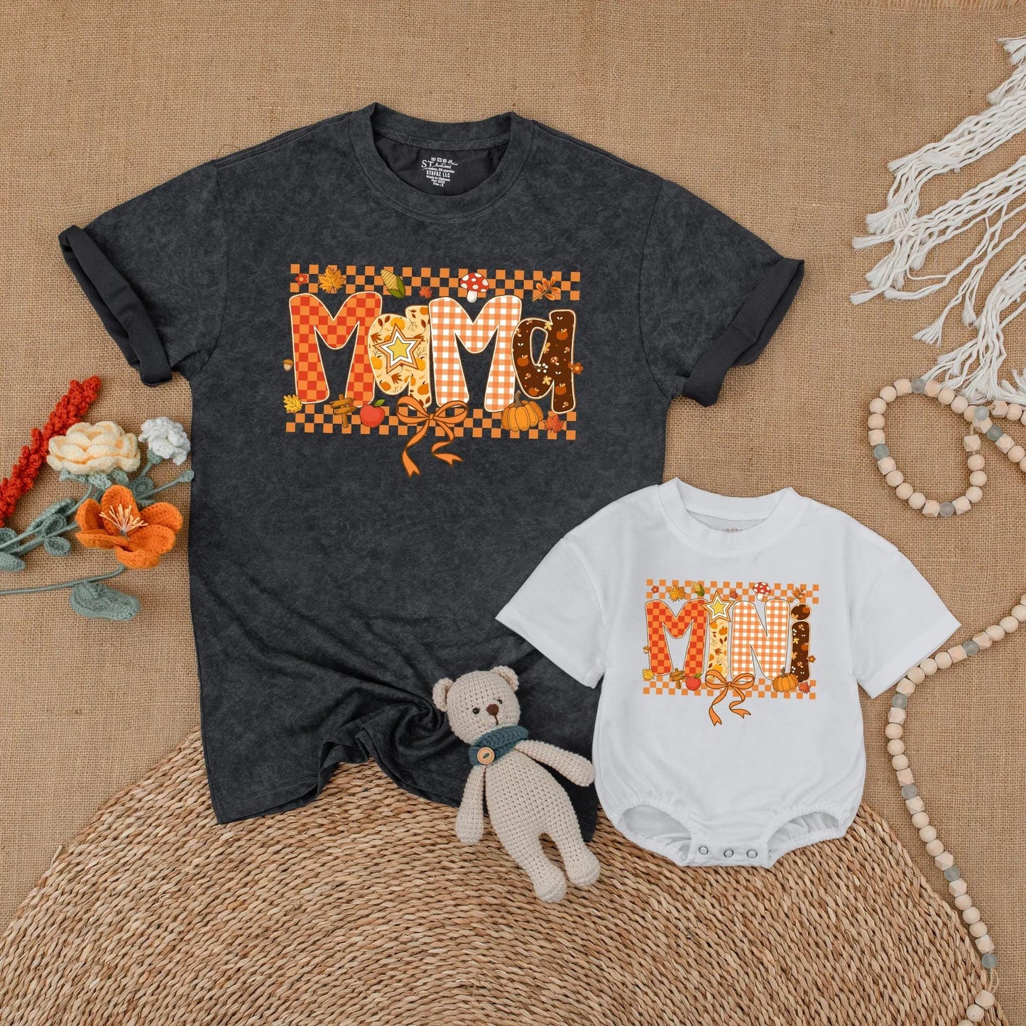 Autumn Mama and Mini Matching Outfits Sweet Little Pumpkin Baby Romper Cute Fall Family Clothes Cozy Thanksgiving Gift