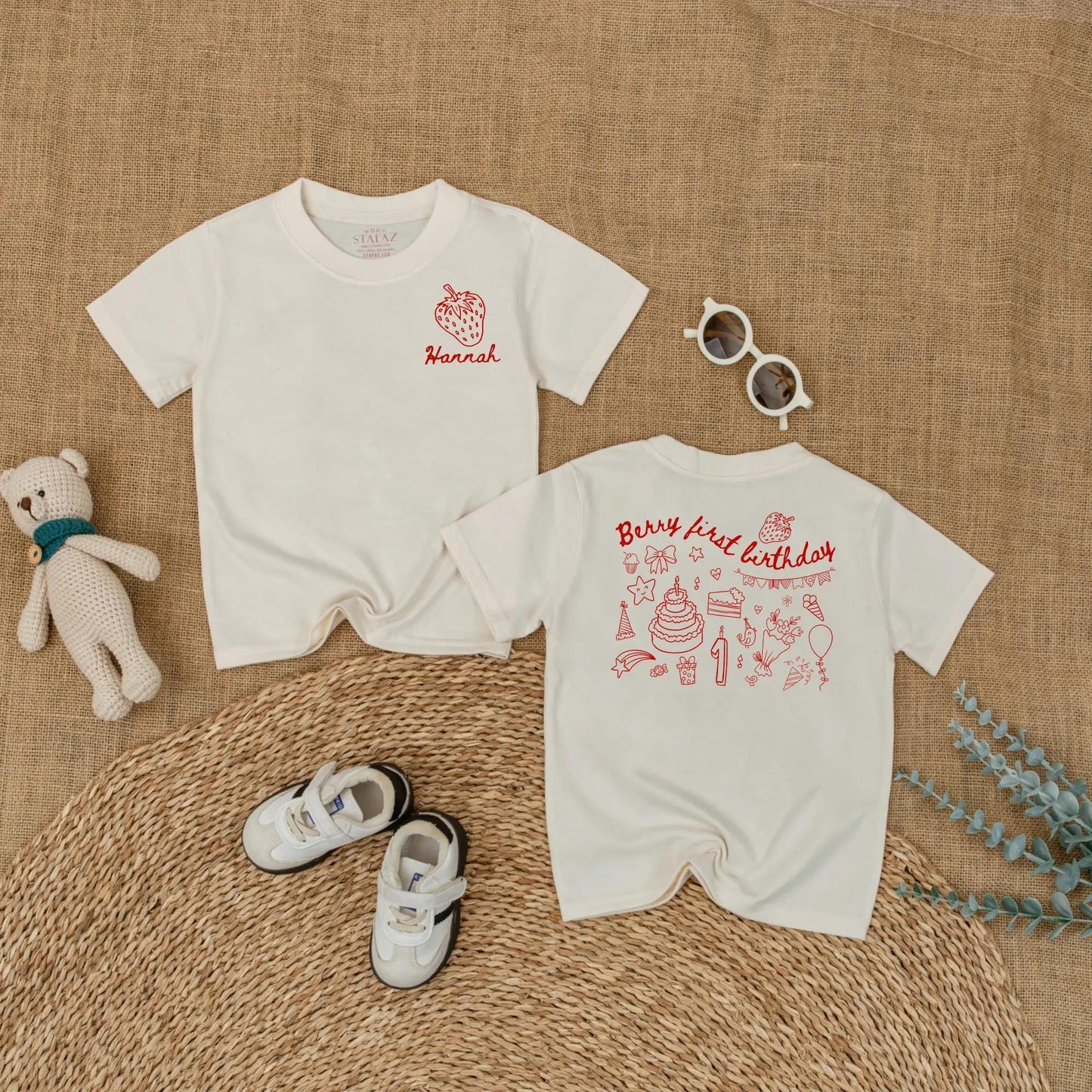 Personalized Berry First Birthday Baby Romper – Custom Strawberry Bodysuit for Baby Girl’s 1st Birthday – Cute Short Sleeve Outfit for Baby Girl