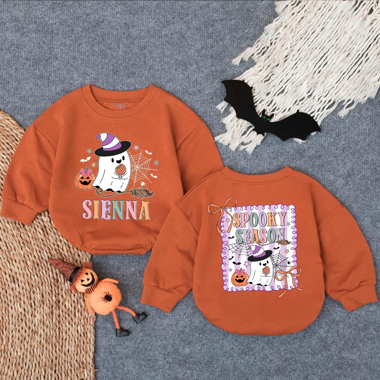 Custom Spooky Ghost Bubble Romper Personalized Halloween Baby Outfit Cute Fall Ghost Toddler Clothes Perfect Pumpkin Patch Gift