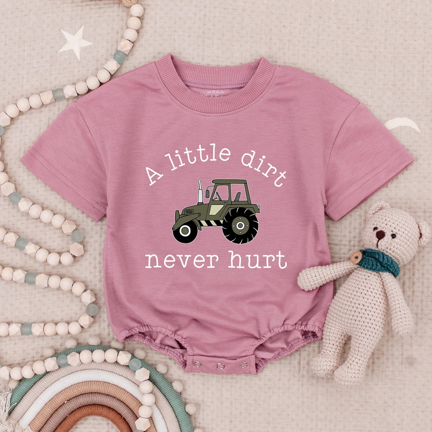 A Little Dirt Never Hurt Tractor Baby Boy Romper Country Farm Newborn Announcement Bodysuit Trendy Outdoor Play Gift