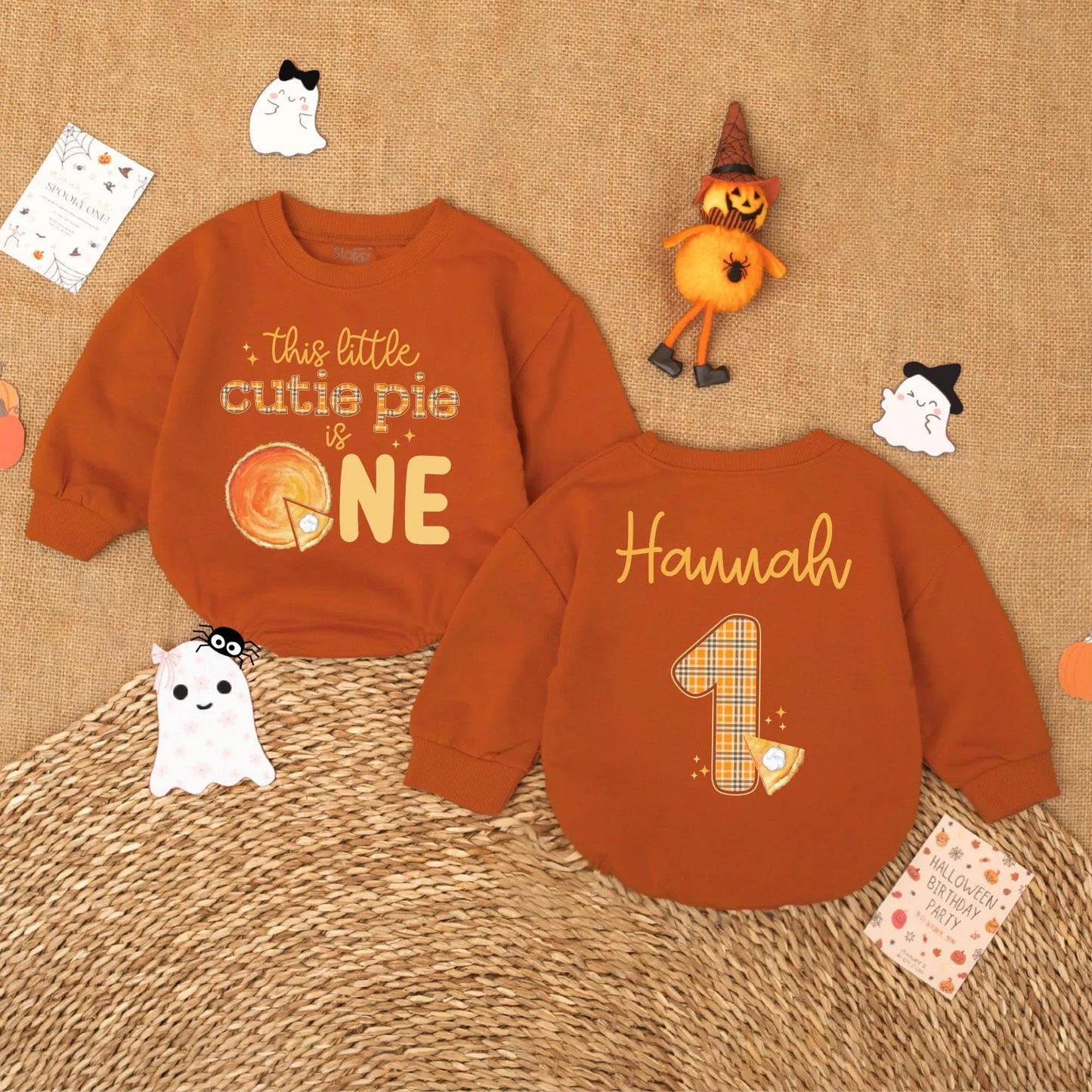 Personalized Pumpkin Pie Birthday Romper for Baby Girl, 1st Thanksgiving Outfit, Custom Name Fall 1st Birthday Party Gift
