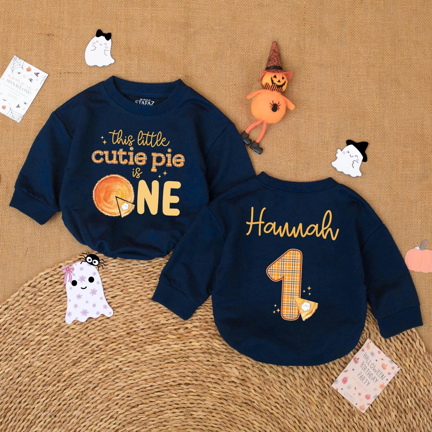 Personalized Pumpkin Pie Birthday Romper for Baby Girl, 1st Thanksgiving Outfit, Custom Name Fall 1st Birthday Party Gift