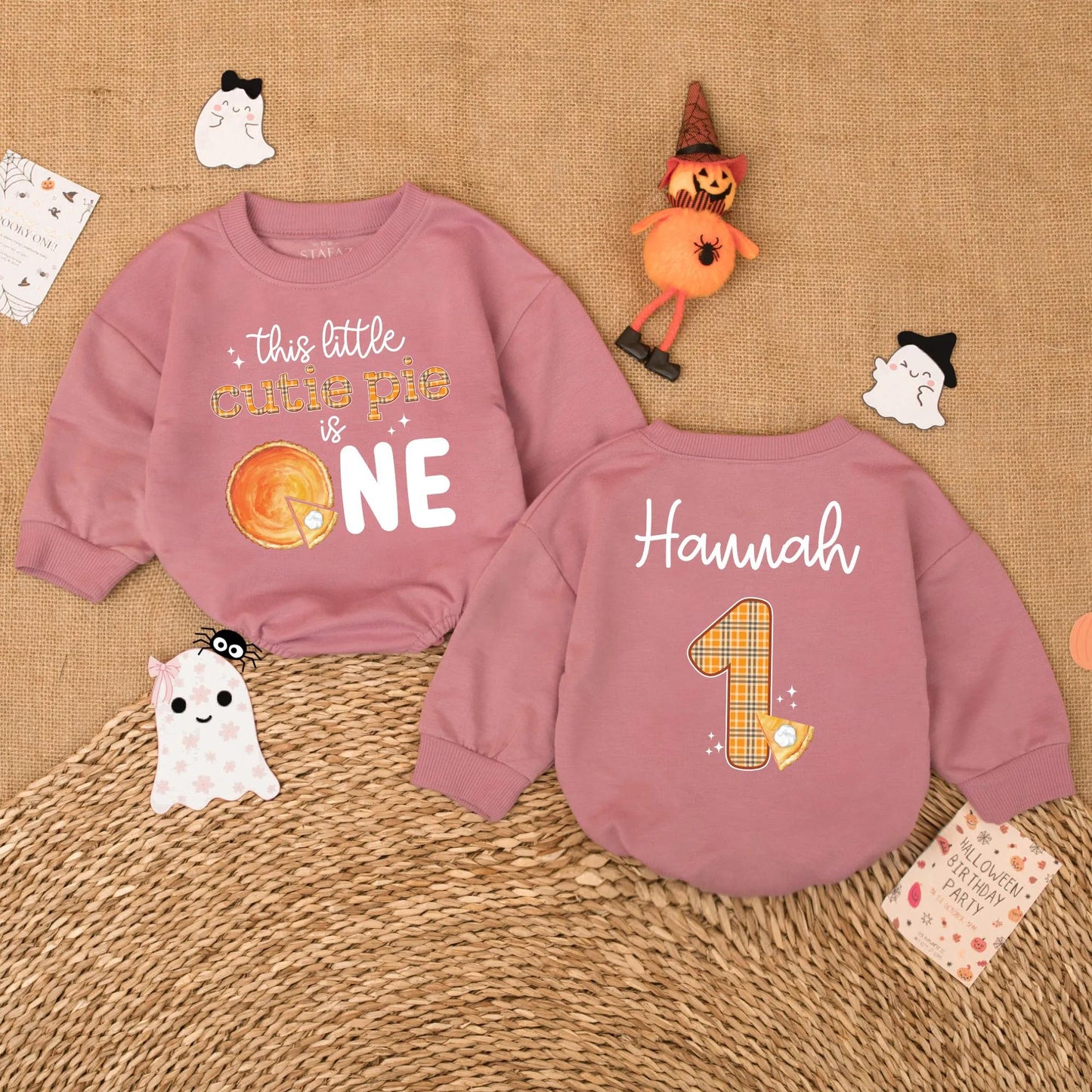 Personalized Pumpkin Pie Birthday Romper for Baby Girl, 1st Thanksgiving Outfit, Custom Name Fall 1st Birthday Party Gift