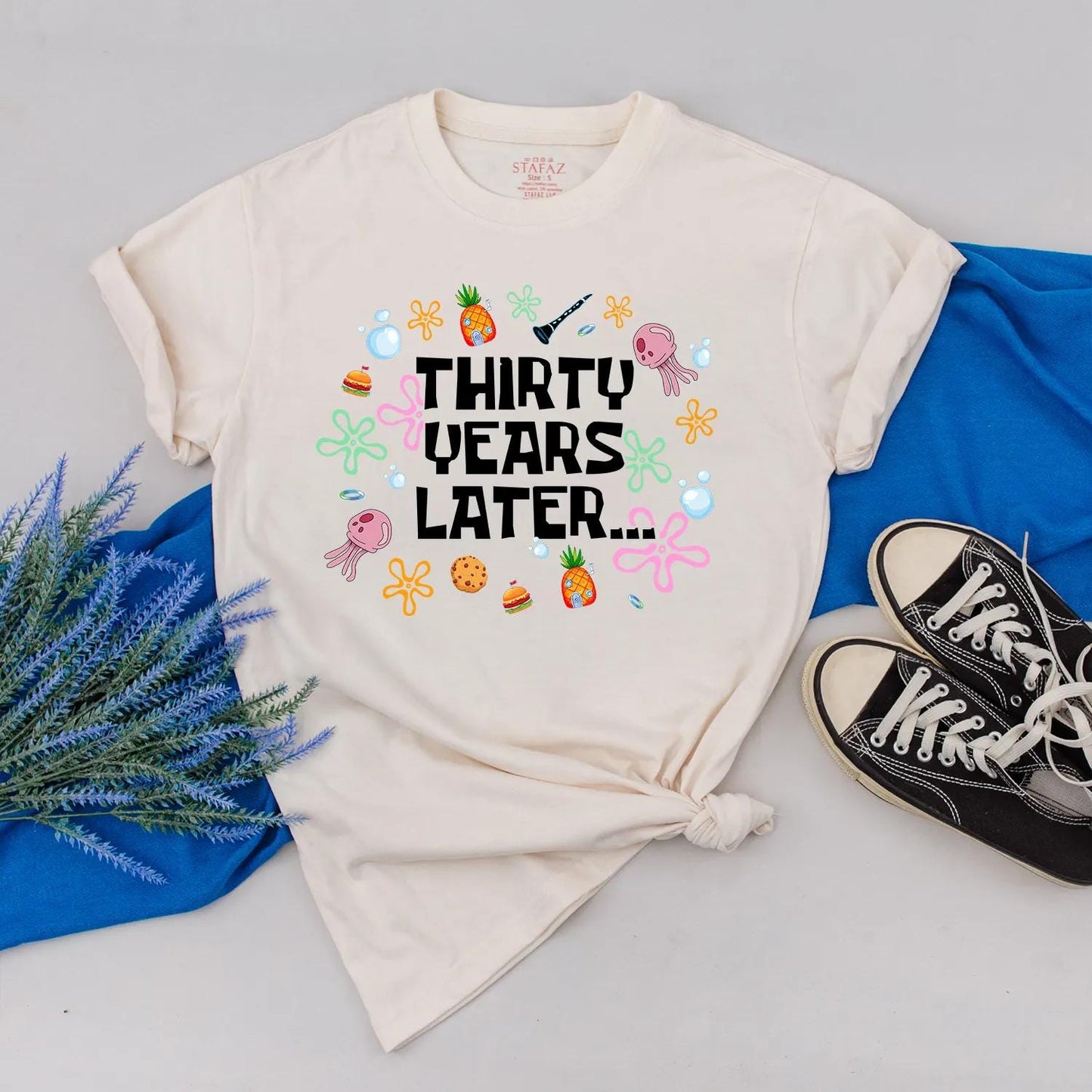 Thirty Years Later Funny 30th Birthday Shirt Cute Party Outfit Gift for Friends Turning 30 Custom Celebration Tee