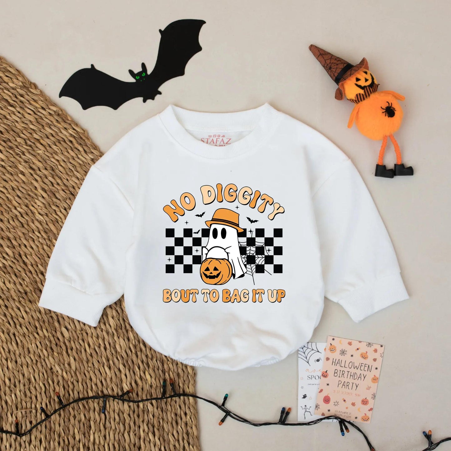 Spooky Ghost No Diggity Baby Romper: Funny Halloween Outfit for Your Little Boo, Jack-O-Lantern Bodysuit Gift, Cartoon Halloween Costume 138