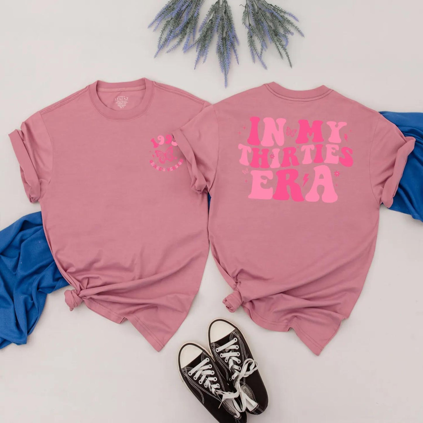 In My Thirties Era Shirt: Pink 30th Birthday Tee for Her, 1995 Era Design, Personalized Custom Name Gift, Cute Birthday Shirt
