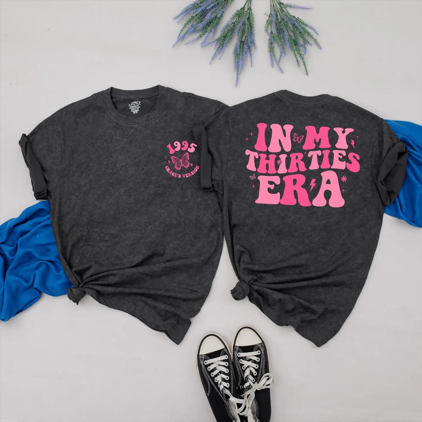 In My Thirties Era Shirt: Pink 30th Birthday Tee for Her, 1995 Era Design, Personalized Custom Name Gift, Cute Birthday Shirt