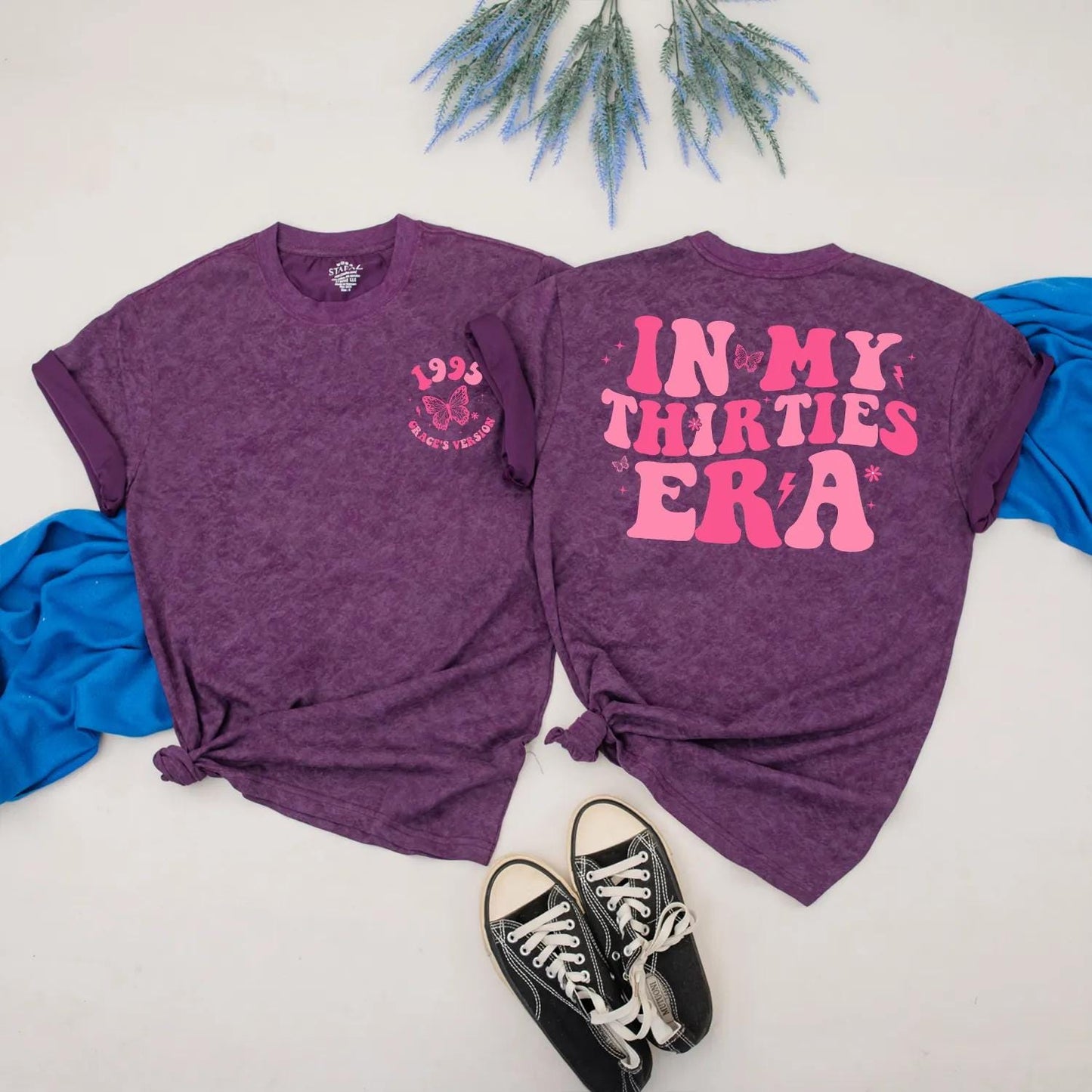 In My Thirties Era Shirt: Pink 30th Birthday Tee for Her, 1995 Era Design, Personalized Custom Name Gift, Cute Birthday Shirt