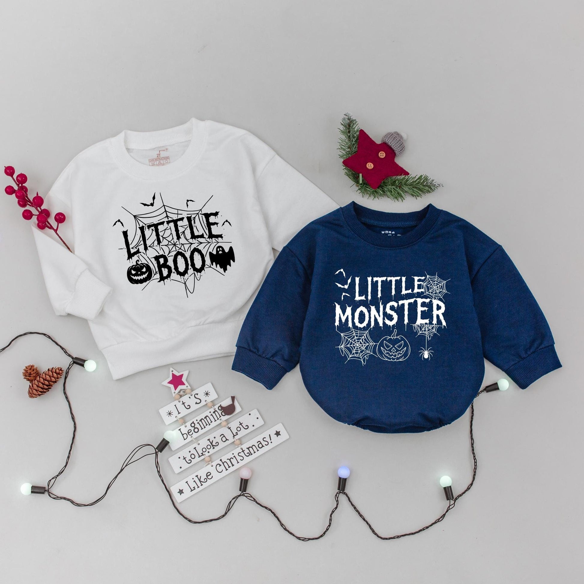 Dadcula Momster Little Monster Halloween Family Matching Sweatshirts and Little Boo Romper for Spooky Season Pumpkin Patch Parties