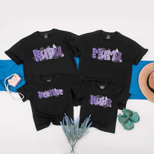 Spooky Family Matching Purple Ghost Halloween Shirt Custom Cute Spooky Tee Personalized Halloween Gift for Family