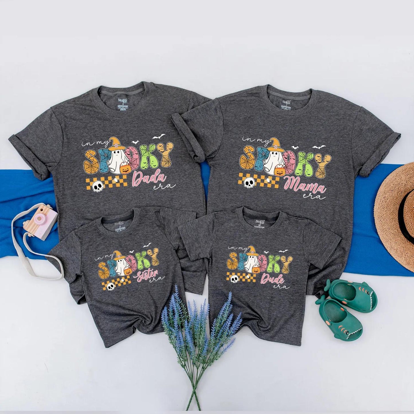 Personalized Spooky Era Family Matching Shirt with Cute Ghost and Pumpkin Design, Halloween Party Tee for Kids and Adults, Comfortable Holiday Group Apparel