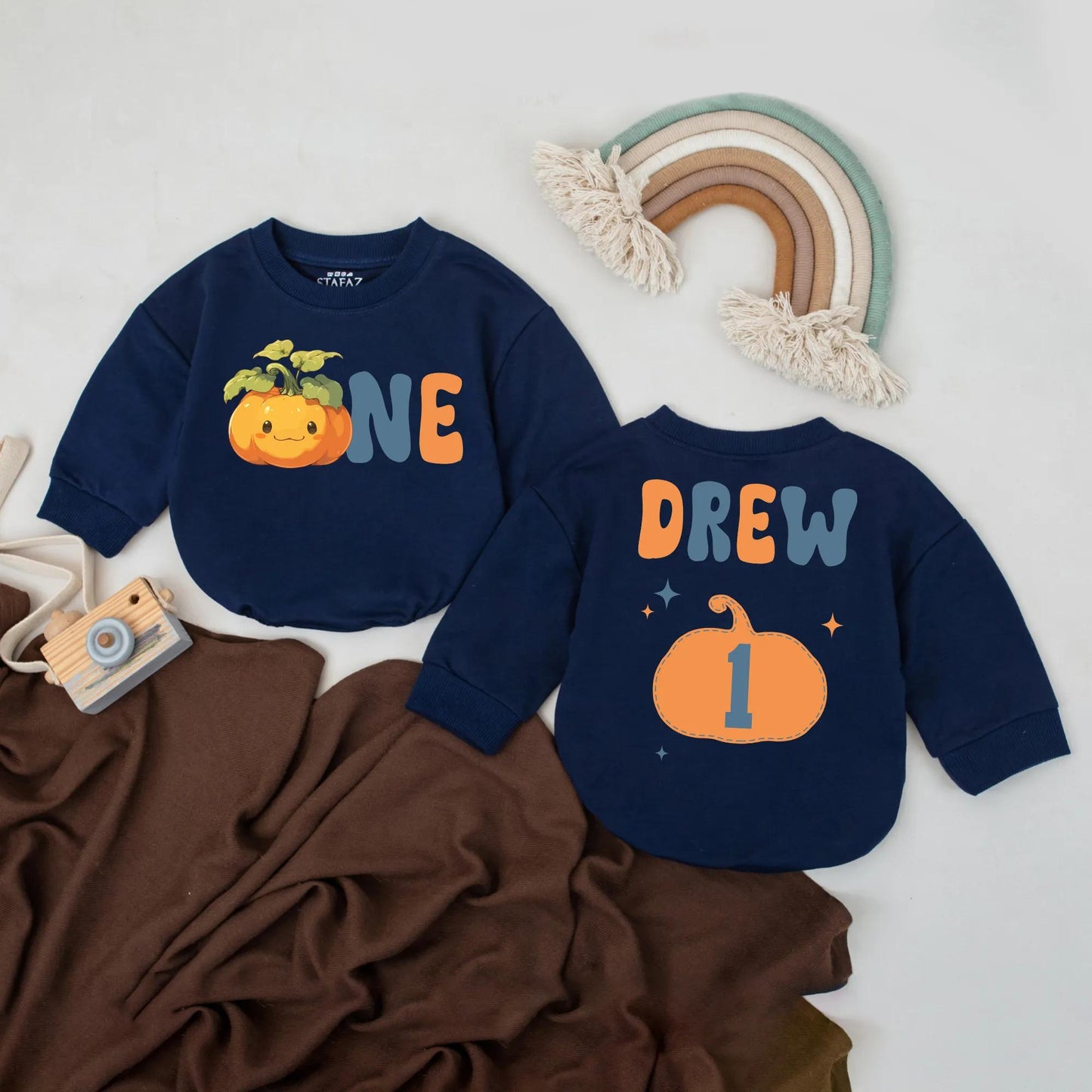 Little Pumpkin One Birthday Romper Custom Name Fall Baby Bodysuit Halloween Baby Gift Personalized 1st Birthday Outfit