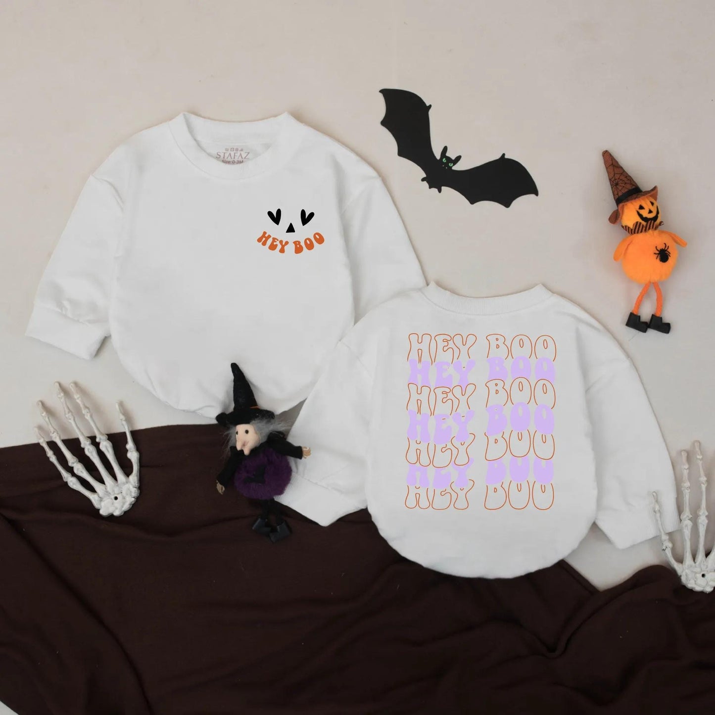 Hey Boo Baby Romper Cute Ghost Halloween Bodysuit Spooky Season First Halloween Outfit Fall Baby Clothes Adorable Boo Baby Gift