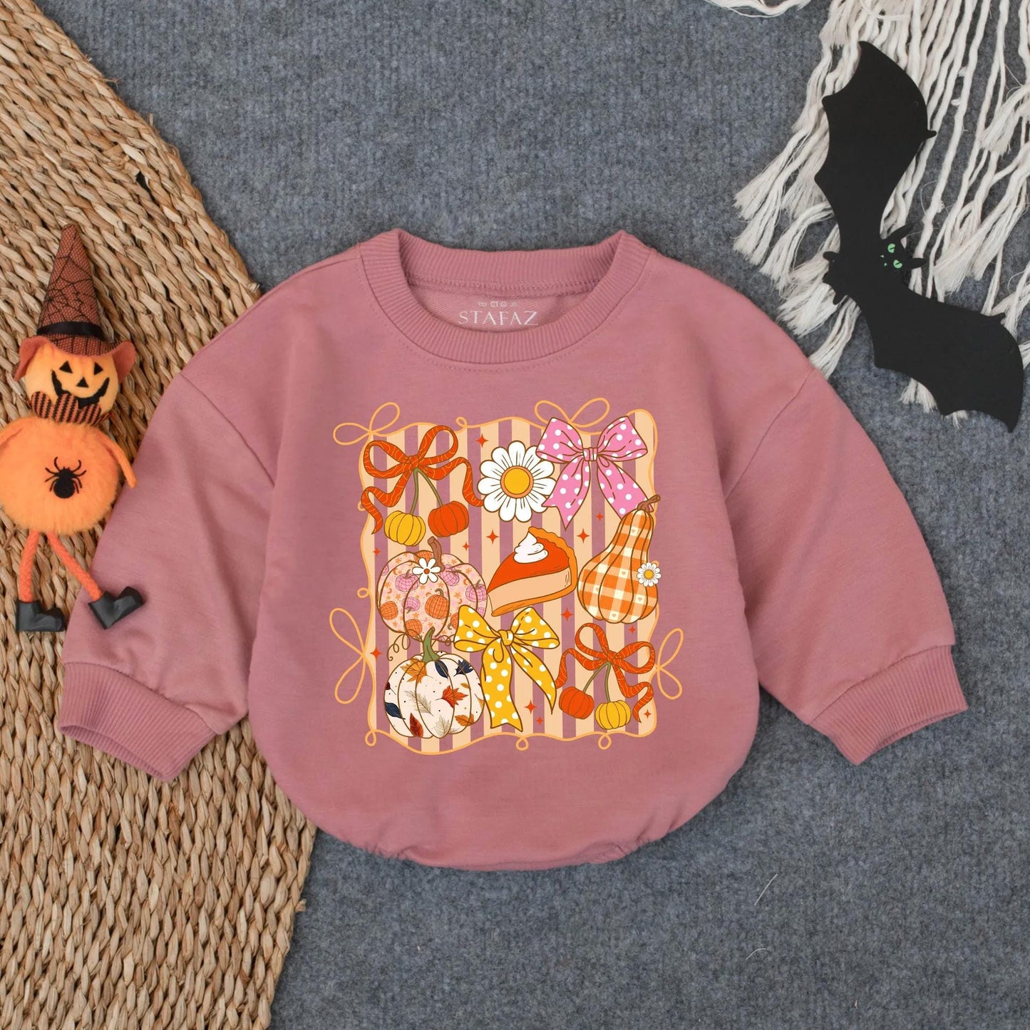 Baby Girl Pumpkin Floral Glitter Bubble Romper First Thanksgiving Autumn Fall Harvest Cozy Outfit My 1st Turkey Day Gift