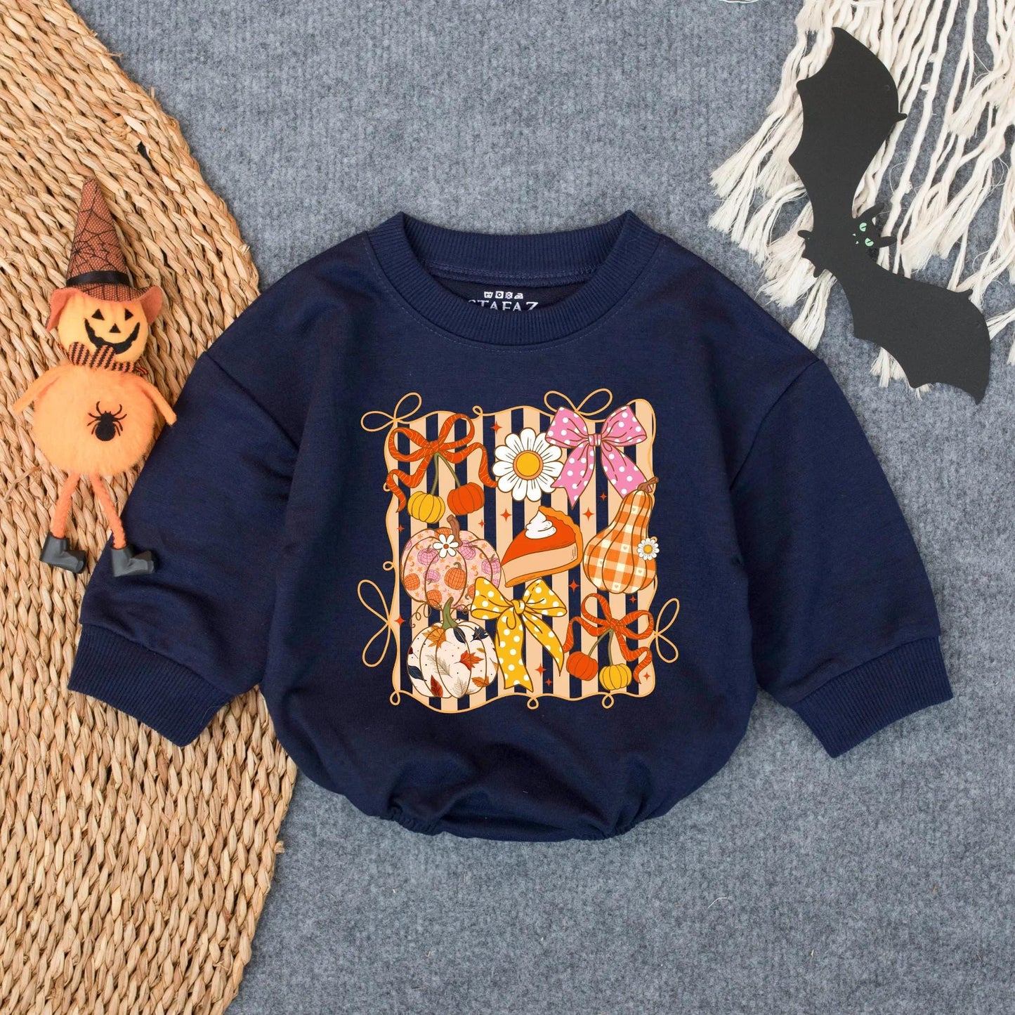Baby Girl Pumpkin Floral Glitter Bubble Romper First Thanksgiving Autumn Fall Harvest Cozy Outfit My 1st Turkey Day Gift
