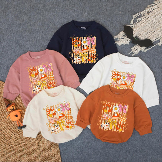 Baby Girl Pumpkin Floral Glitter Bubble Romper First Thanksgiving Autumn Fall Harvest Cozy Outfit My 1st Turkey Day Gift