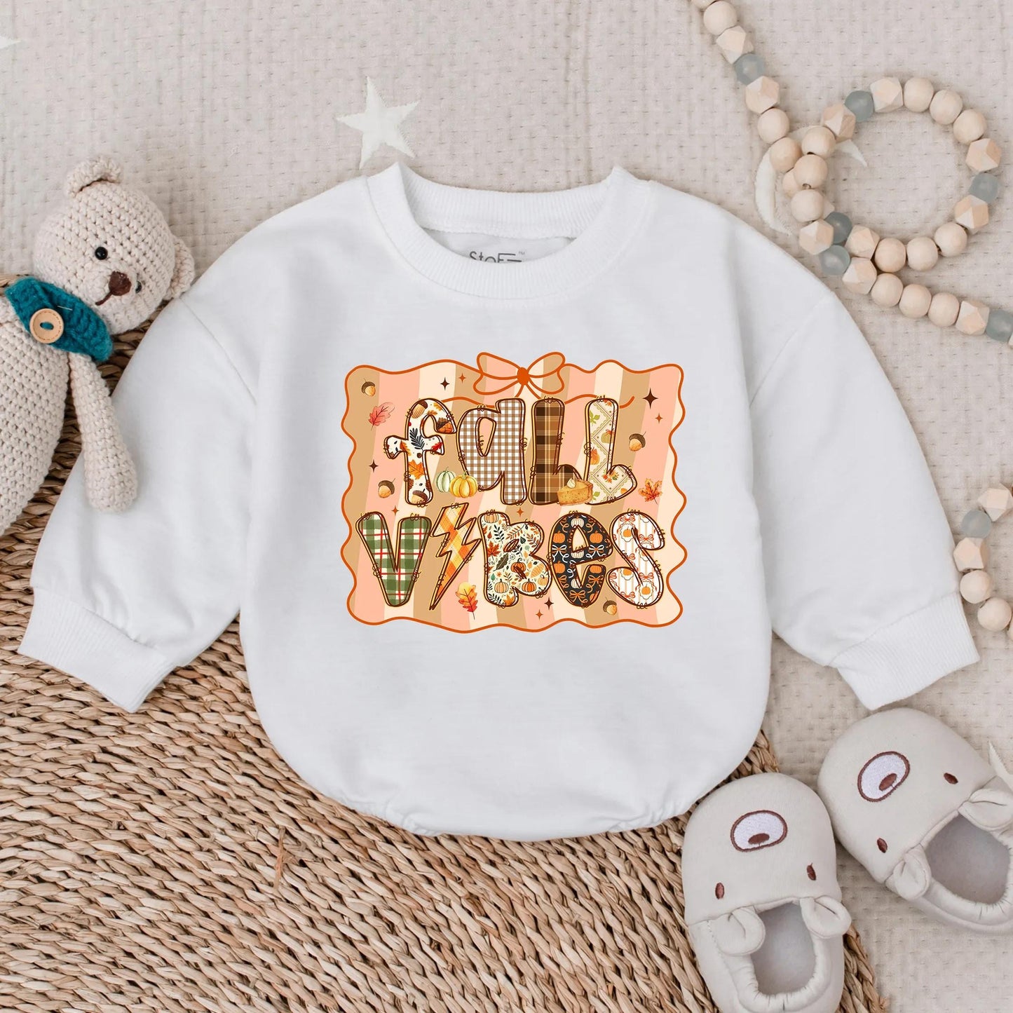 Adorable Fall Vibes Bubble Romper for Baby & Toddler My First Thanksgiving Outfit Cozy Autumn Infant Clothes Turkey Day Gift