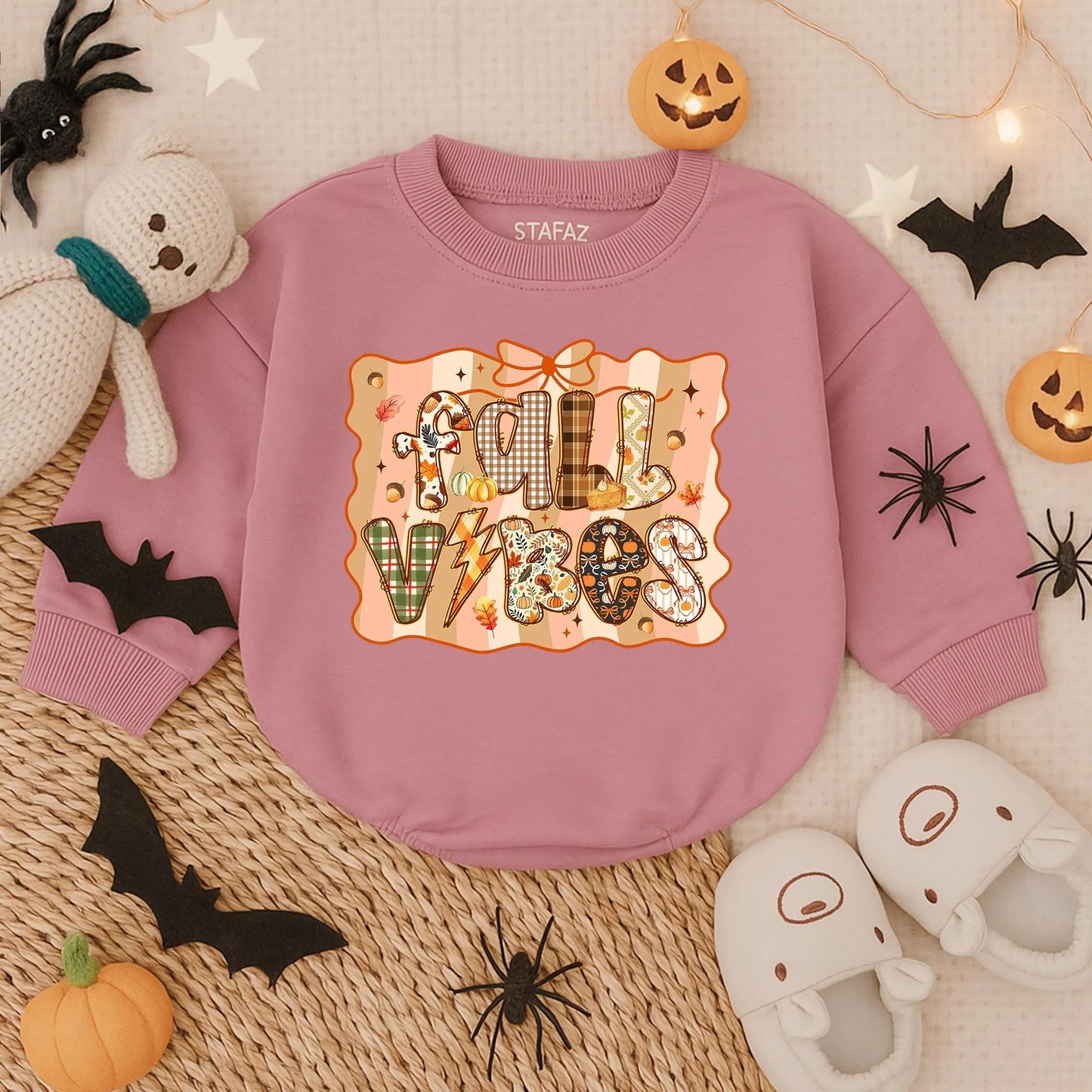 Adorable Fall Vibes Bubble Romper for Baby & Toddler My First Thanksgiving Outfit Cozy Autumn Infant Clothes Turkey Day Gift