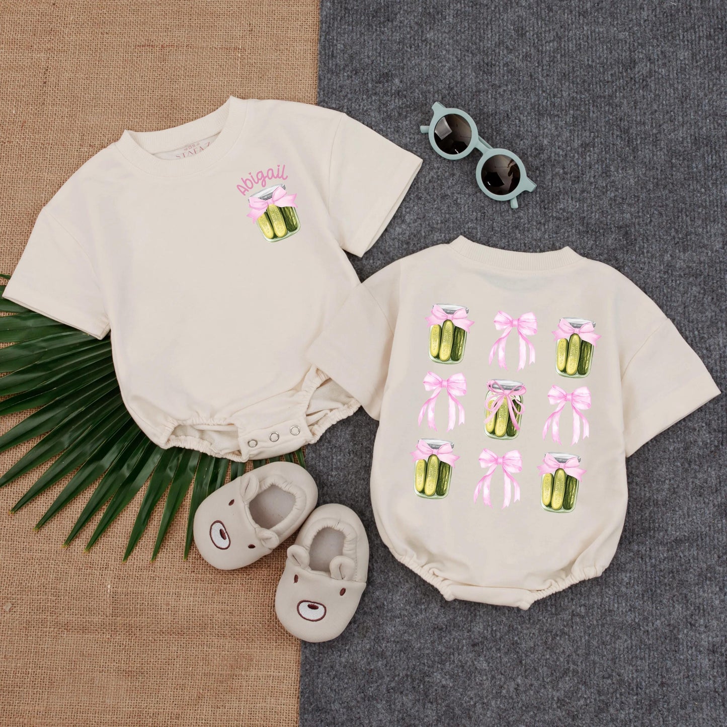 Personalized Baby Girl Pickle Jar Bubble Romper Outfit Cute Funny Toddler T-shirt Clothes Soft Cotton Infant Shower Gift