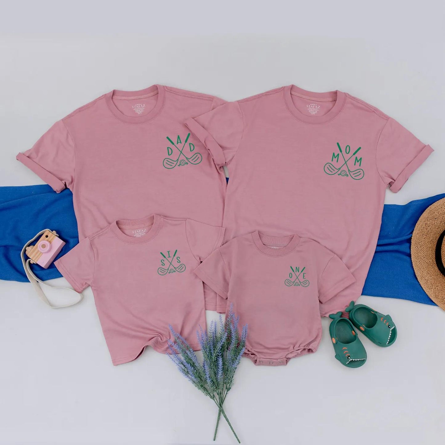 Matching Golf 1st Birthday Family Outfit: Hole in One Shirt, Custom Baby Name Golf Party Clothes for Family