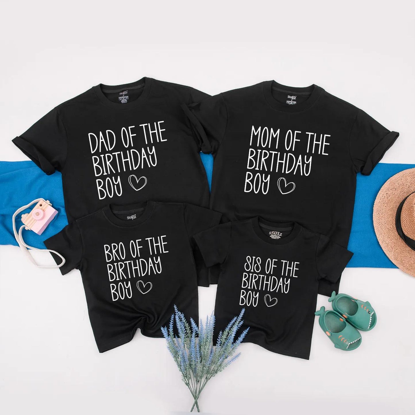 Birthday Boy Family Matching Shirts Custom Name Outfit, Cute Party Clothes for Baby Boy Photo, Personalized Birthday Gift Set, Family Celebration (139 chars)