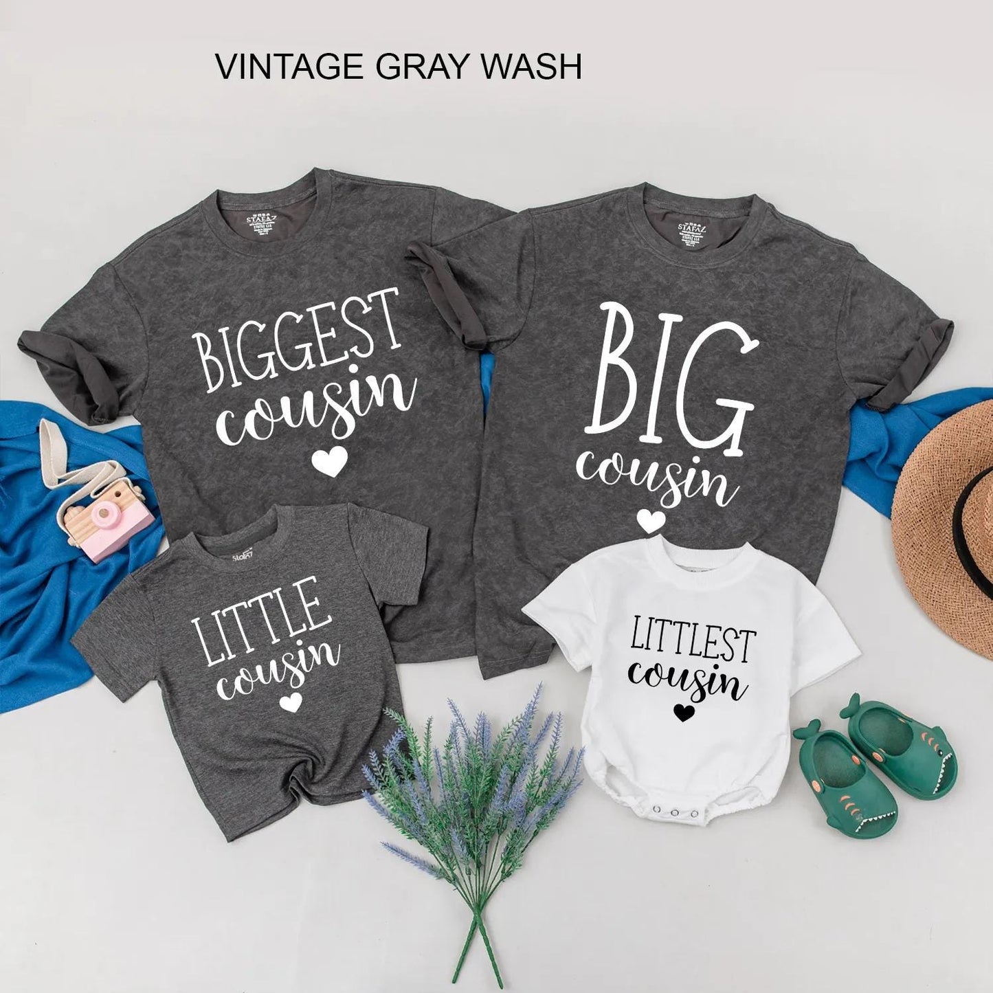 Matching Cousin Shirts: Big & Little Cousin Outfit Set, New Baby Announcement, Custom Family Clothes Gift for Cousins