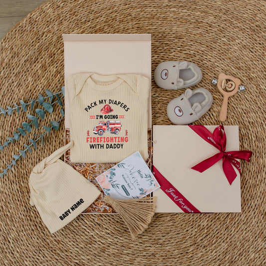 Firefighter Daddy's Little Helper Baby Romper Cute Fireman Newborn Gift for Baby Shower Firetruck Bodysuit