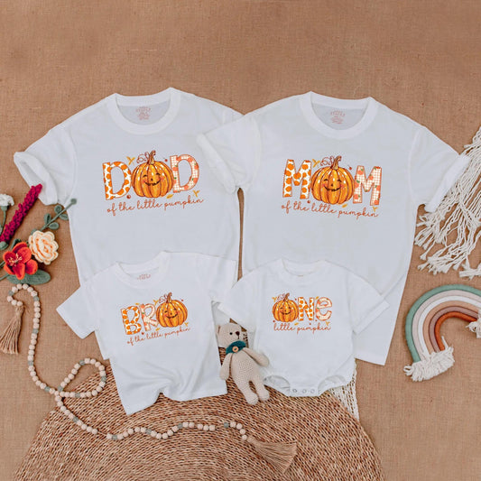 Matching Family Pumpkin First Birthday Shirts Fall Autumn Outfit Little Pumpkin Mom Dad Baby Boy Girl One Year Old Comfortable Celebration Gift