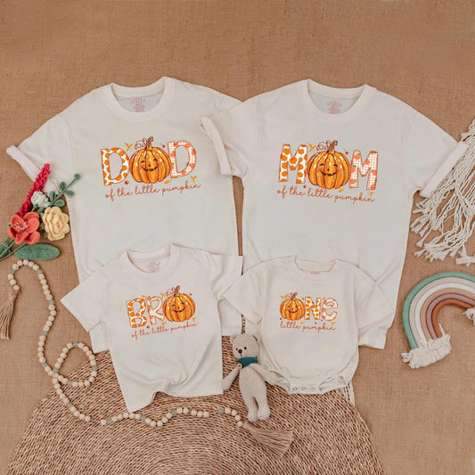 Matching Family Pumpkin First Birthday Shirts Fall Autumn Outfit Little Pumpkin Mom Dad Baby Boy Girl One Year Old Comfortable Celebration Gift
