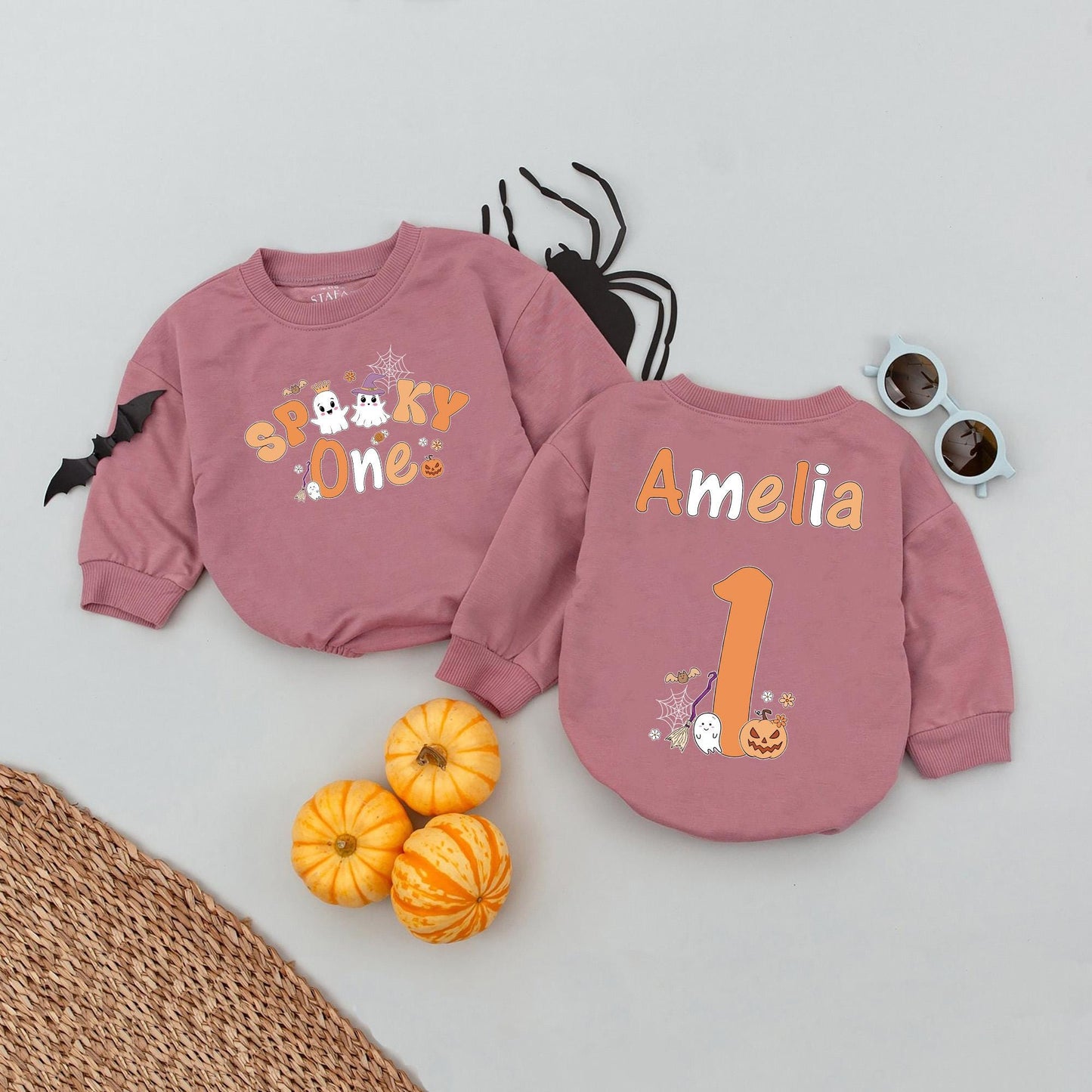 Personalized Spooky One Baby Romper, My First Halloween Outfit, Ghost Face Tee, One Spooky Dude Bodysuit, Fall Baby Clothes