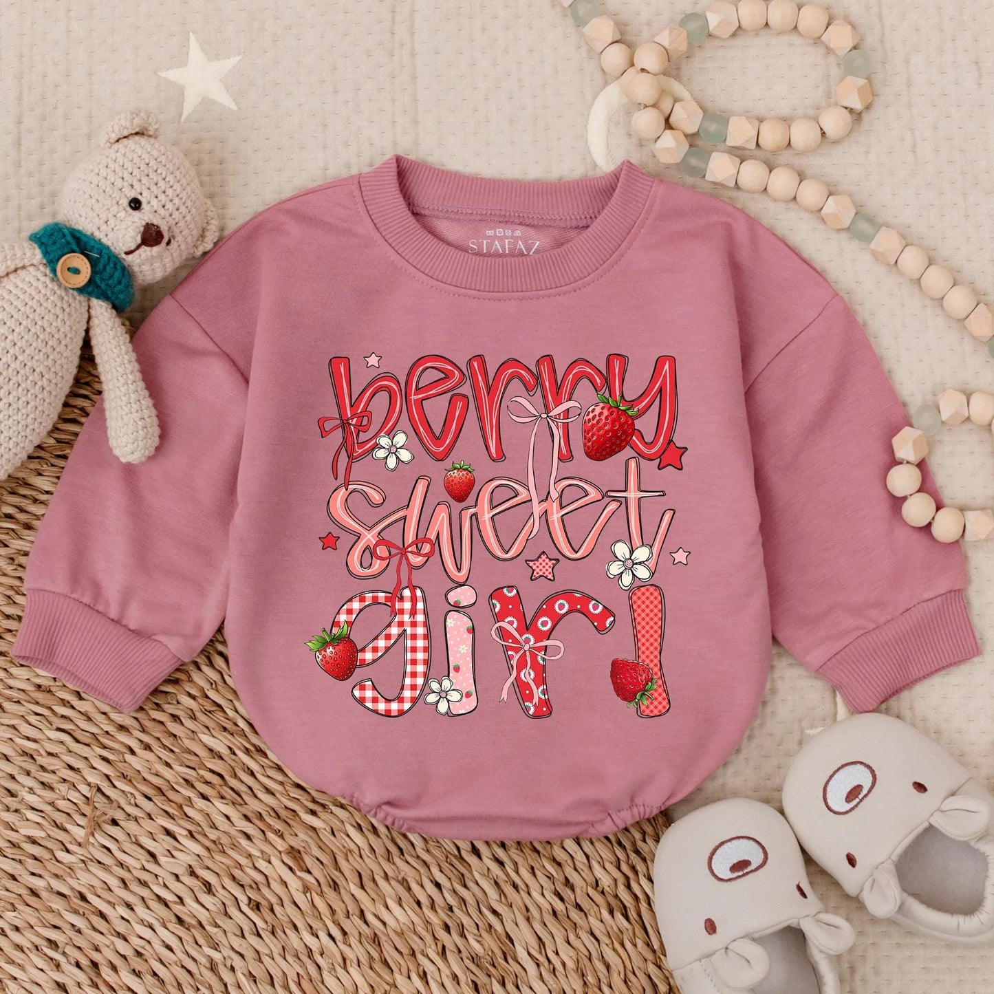 Berry Sweet Floral Bubble Romper Baby Girl Summer Outfit Newborn Coming Home Toddler Flower Strawberry Clothes 1st Birthday Gift